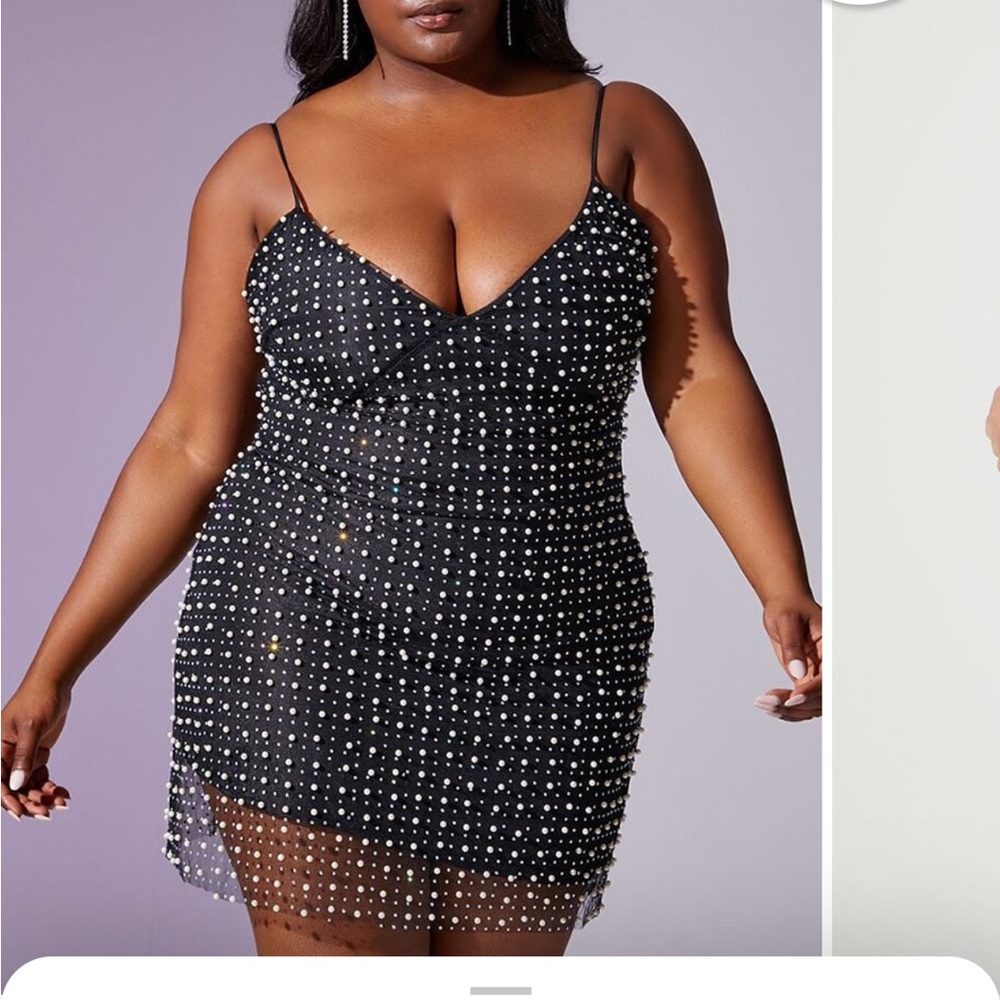 Pearl & Sequin Mesh Mini Dress